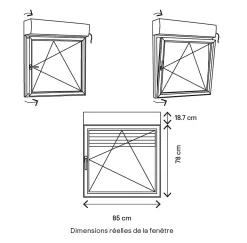 Fenêtre PVC 1 vantail oscillo-battant + volet roulant électrique blanc - l.80 x h.75 cm, tirant droit-GoodHome Discount