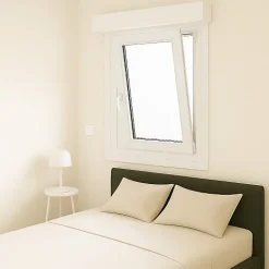 Fenêtre PVC 1 vantail oscillo-battant avec volet roulant électrique H 75 x L 80 cm pour pose en neuf - tirant droit-Gefradis Discount