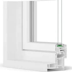 Gefradis Fenêtre PVC 2 vantaux H 155 x L 90 cm OB pour pose en neuf avec poignée