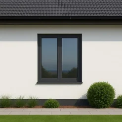 Fenêtre PVC 2 vantaux H 145 x L 140 cm OB anthracite pour pose en neuf avec poignée-Gefradis