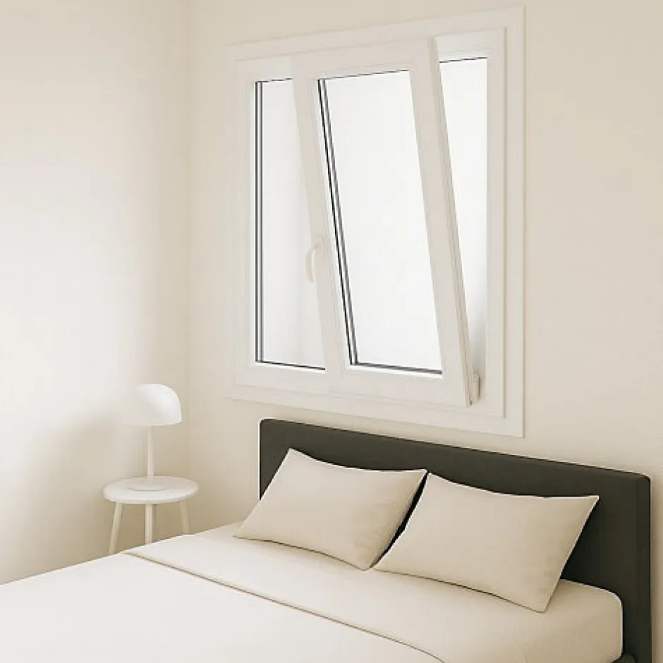 Gefradis Fenêtre PVC 2 vantaux H 135 x L 100 cm OB pour pose en neuf avec poignée