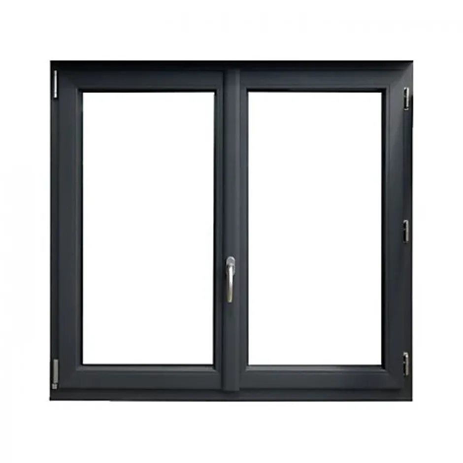 Fenêtre PVC 2 vantaux H 125 x L 120 cm OB anthracite pour pose en neuf avec poignée-Gefradis Best