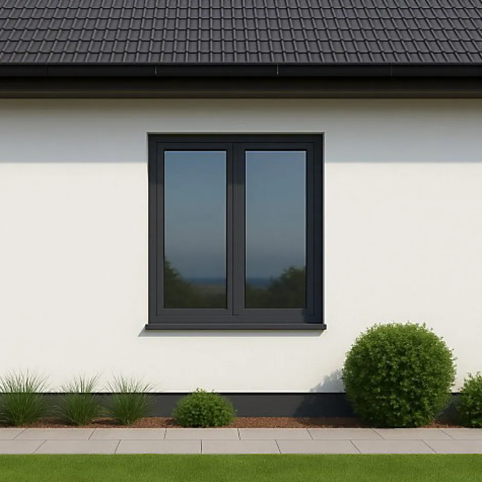 Fenêtre PVC 2 vantaux H 75 x L 120 cm OB anthracite pour pose en neuf avec poignée-Gefradis