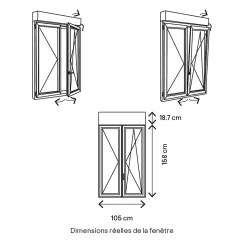 GoodHome Fenêtre PVC 2 vantaux oscillo-battant + volet roulant électrique blanc - 100 x h.155 cm