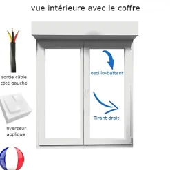 Fenêtre PVC 2 vantaux oscillo-battant avec volet roulant électrique H 75 x L 100 cm pour pose en neuf-Gefradis Discount