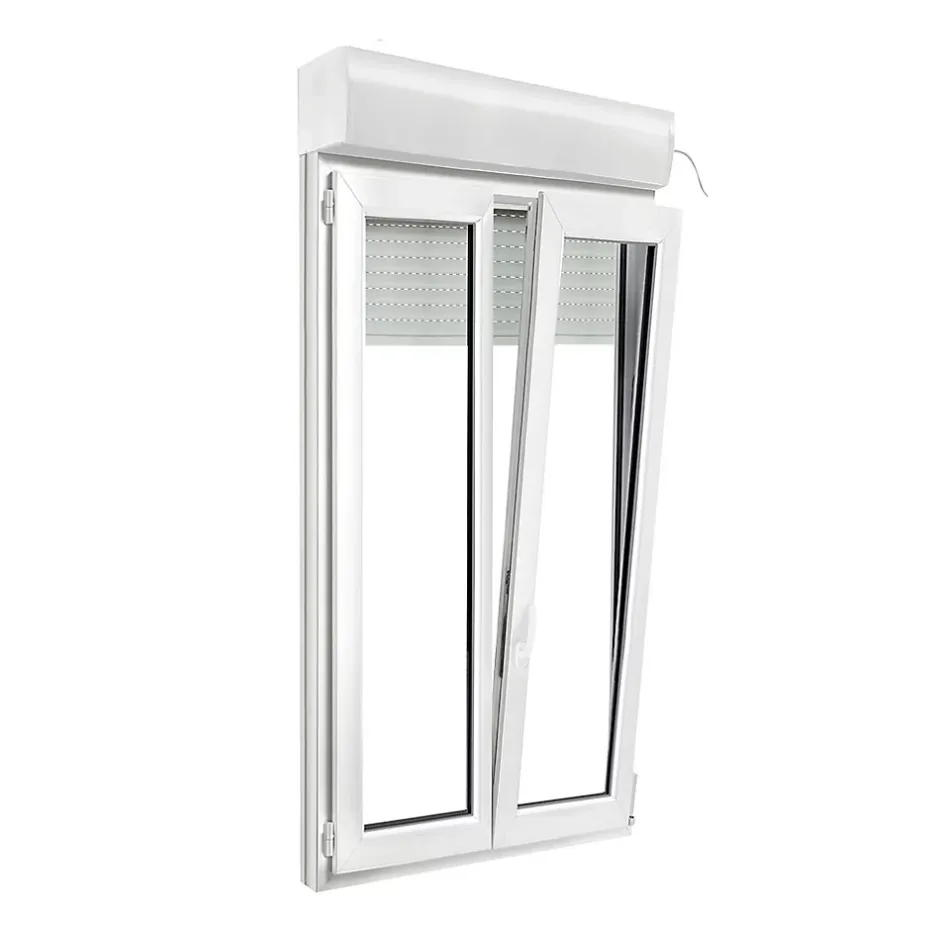 Fenêtre PVC 2 vantaux oscillo-battant + volet roulant électrique blanc - l.100 x h.165 cm-GoodHome Outlet