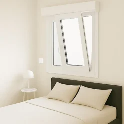 Fenêtre PVC 2 vantaux oscillo-battant avec volet roulant électrique H 115 x L 140 cm pour pose en neuf-Gefradis New