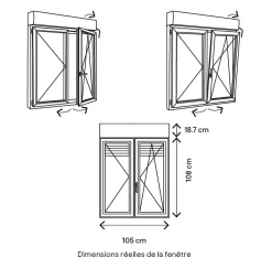 Fenêtre PVC 2 vantaux oscillo-battant + volet roulant électrique blanc - l.100 x h.105 cm-GoodHome Discount