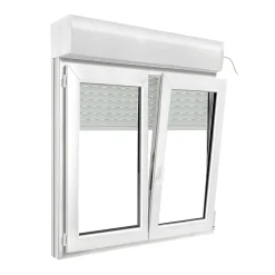 GoodHome Fenêtre PVC 2 vantaux oscillo-battant + volet roulant électrique blanc - l.120 x h.115 cm