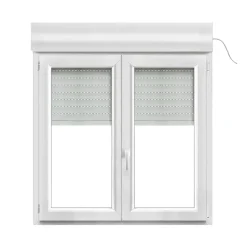 GoodHome Fenêtre PVC 2 vantaux oscillo-battant + volet roulant électrique blanc - l.120 x h.115 cm