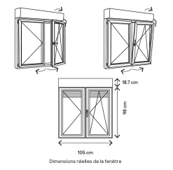Fenêtre PVC 2 vantaux oscillo-battant + volet roulant électrique blanc - l.100 x h.95 cm-GoodHome Hot