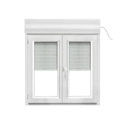 Fenêtre PVC 2 vantaux oscillo-battant + volet roulant électrique blanc - l.100 x h.95 cm-GoodHome Hot