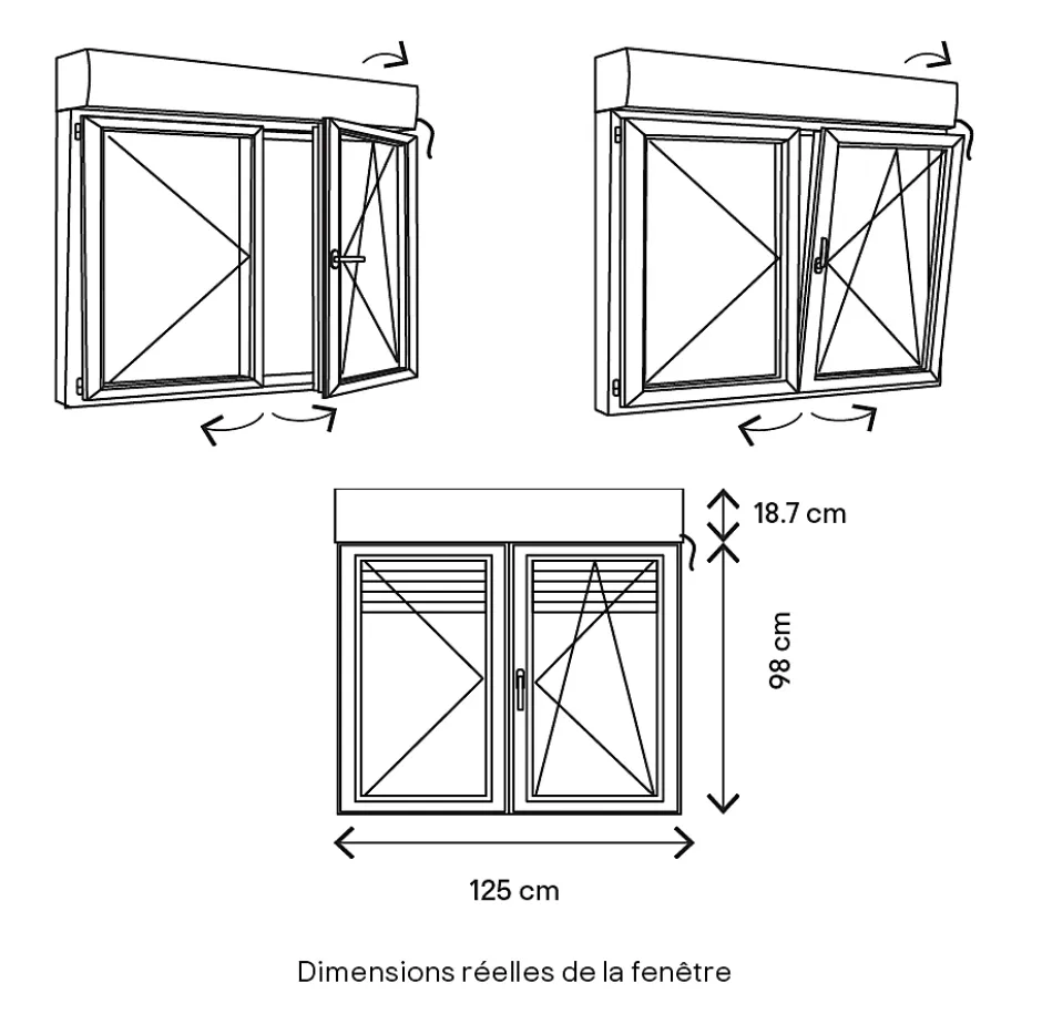 Fenêtre PVC 2 vantaux oscillo-battant + volet roulant électrique blanc - l.120 x h.95 cm-GoodHome Best