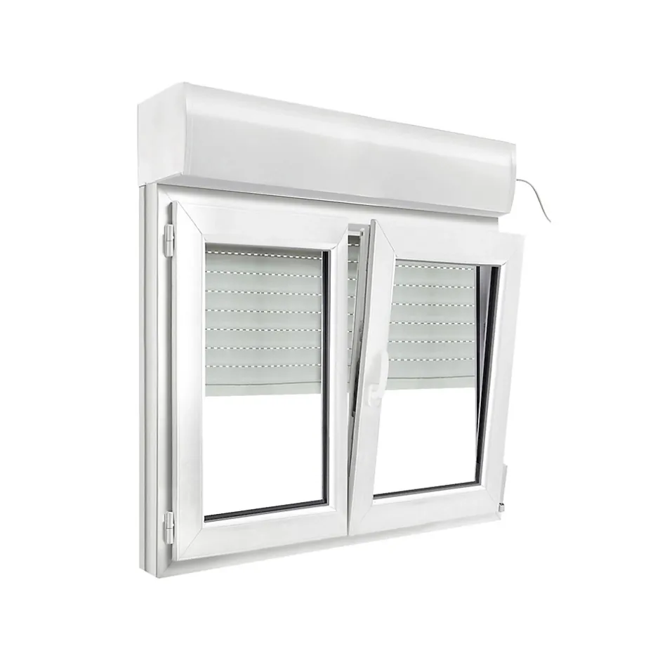 Fenêtre PVC 2 vantaux oscillo-battant + volet roulant électrique blanc - l.120 x h.95 cm-GoodHome Best