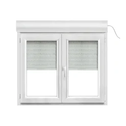Fenêtre PVC 2 vantaux oscillo-battant + volet roulant électrique blanc - l.120 x h.95 cm-GoodHome Best