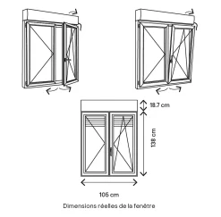 GoodHome Fenêtre PVC 2 vantaux oscillo-battant + volet roulant électrique blanc - l.100 x h.135 cm