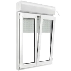 GoodHome Fenêtre PVC 2 vantaux oscillo-battant + volet roulant électrique blanc - l.100 x h.135 cm