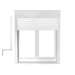 Fenêtre PVC 2 vantaux oscillo-battant avec volet roulant manivelle H 95 x L 100 cm pour pose en neuf-Gefradis New