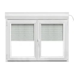 Fenêtre PVC 2 vantaux oscillo-battant + volet roulant électrique blanc - l.140 x h.95 cm-GoodHome Hot