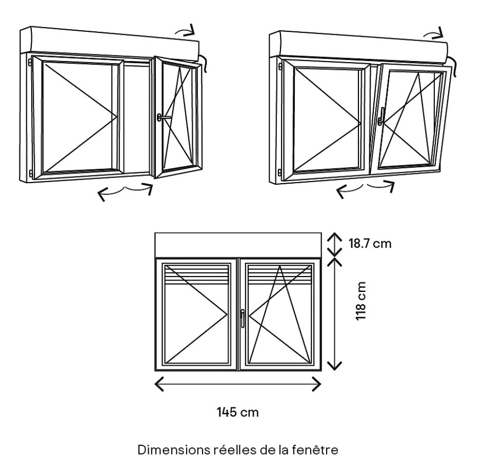 GoodHome Fenêtre PVC 2 vantaux oscillo-battant + volet roulant électrique blanc - l.140 x h.115 cm