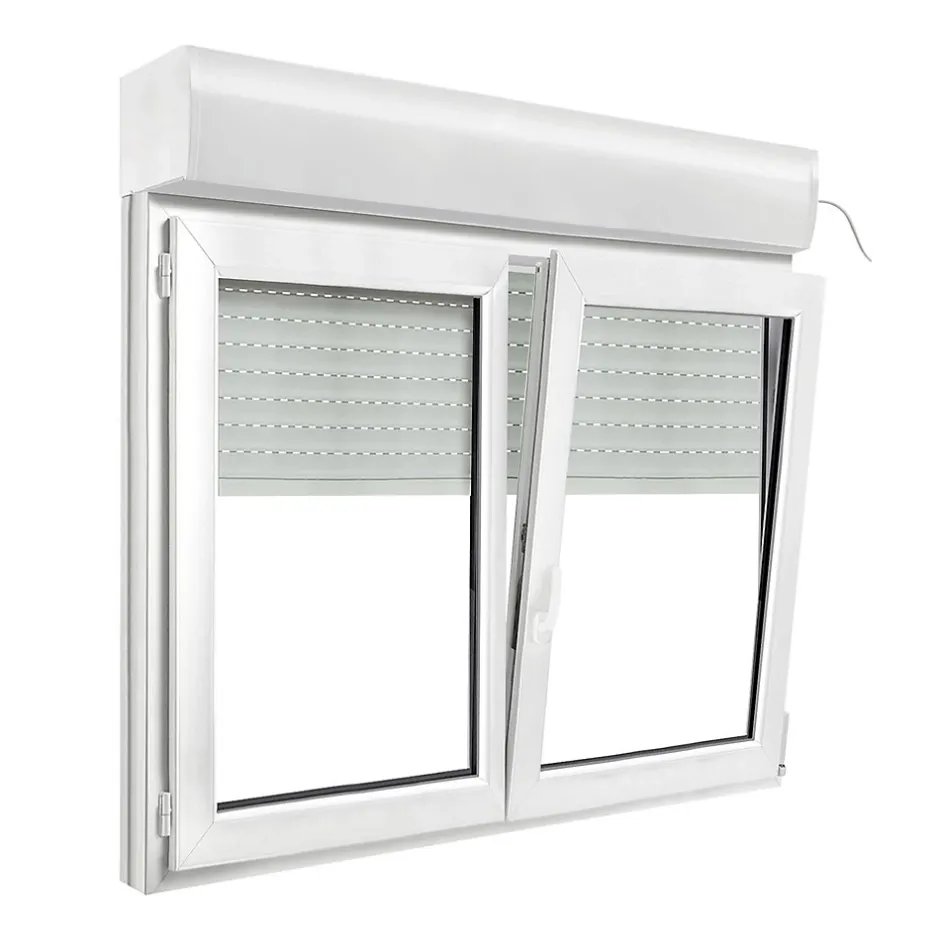 GoodHome Fenêtre PVC 2 vantaux oscillo-battant + volet roulant électrique blanc - l.140 x h.115 cm