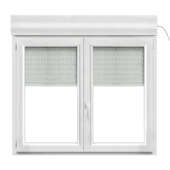 GoodHome Fenêtre PVC 2 vantaux oscillo-battant + volet roulant électrique blanc - l.140 x h.115 cm