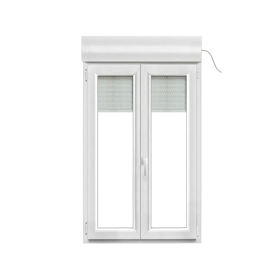 Fenêtre PVC 2 vantaux oscillo-battant + volet roulant électrique gris - l.90 x h.155 cm-GoodHome New
