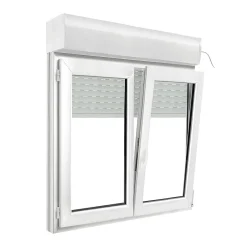 Fenêtre PVC 2 vantaux oscillo-battant + volet roulant électrique blanc - l.140 x h.135 cm-GoodHome Sale