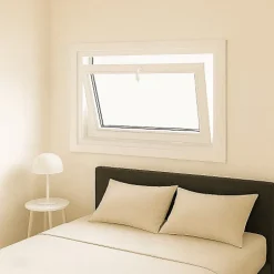 Gefradis Fenêtre PVC abattant 1 vantail blanc H 45 x L 80 cm avec poignée pour pose en neuf