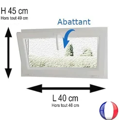 Gefradis Fenêtre PVC abattant 1 vantail anthracite H 45 x L 40 cm verre brouillé + poignée pour pose en neuf