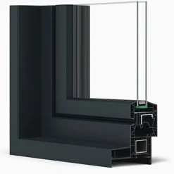 Gefradis Fenêtre PVC abattant 1 vantail anthracite H 45 x L 60 cm avec poignée pour pose en neuf