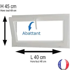 Gefradis Fenêtre PVC abattant 1 vantail blanc H 45 x L 40 cm avec poignée pour pose en neuf