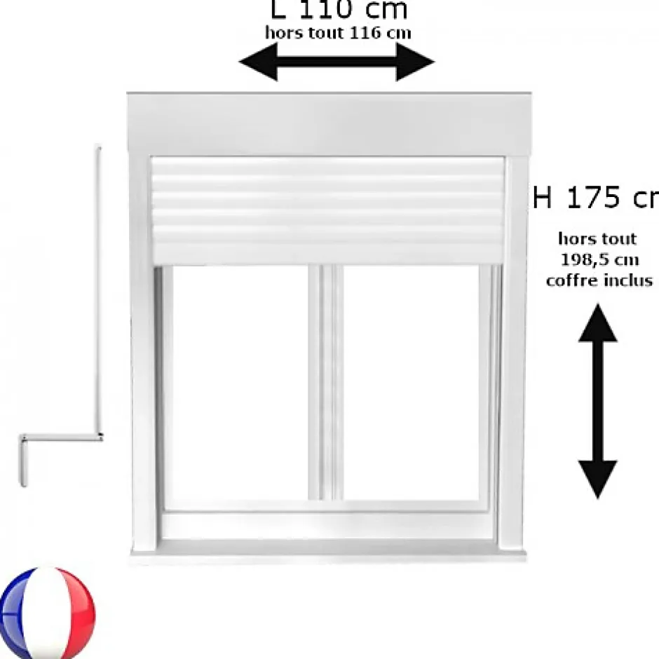 Fenêtre PVC avec volet roulant manivelle PVC H 175 x L 110 cm 2 vantaux pour pose en neuf-Gefradis