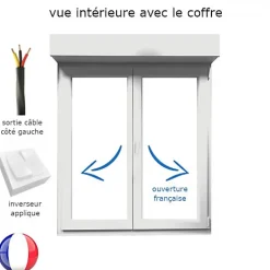 Fenêtre PVC avec volet roulant électrique H 145 x L 140 cm 2 vantaux pour pose en neuf-Gefradis Discount