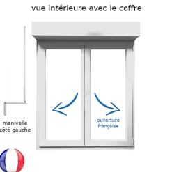 Fenêtre PVC avec volet roulant manivelle PVC H 115 x L 150 cm 2 vantaux pour pose en neuf-Gefradis Best