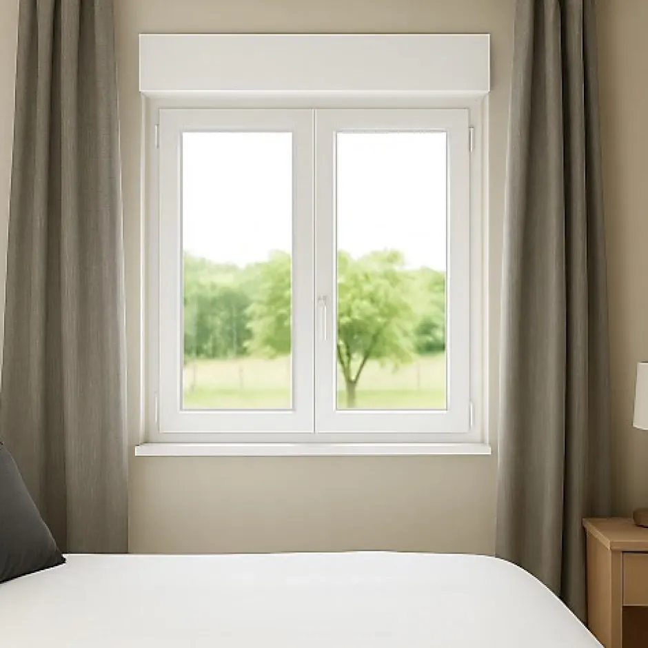 Fenêtre PVC avec volet roulant électrique H 115 x L 140 cm 2 vantaux pour pose en neuf-Gefradis Clearance