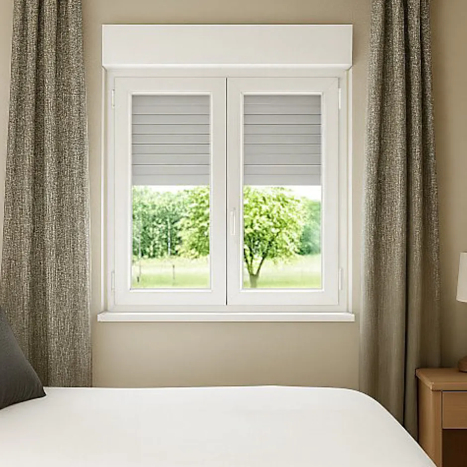 Fenêtre PVC avec volet roulant électrique H 105 x L 140 cm 2 vantaux pour pose en neuf-Gefradis Discount