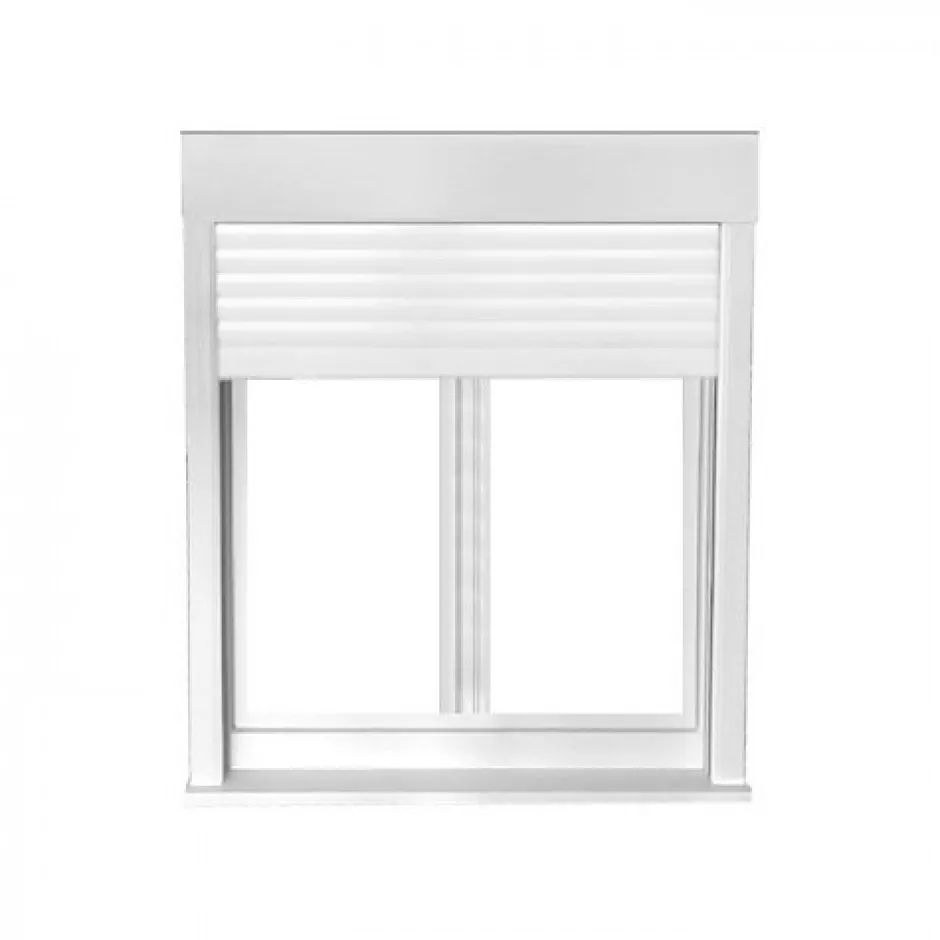Fenêtre PVC avec volet roulant électrique H 105 x L 90 cm 2 vantaux pour pose en neuf-Gefradis Clearance