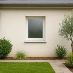 Gefradis Fenêtre PVC blanc 1 vantail hors tout H 76 x L 66 cm ouverture française verre brouillé pour pose rénovation - tirant droit