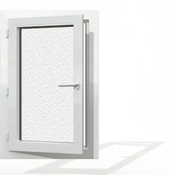 Gefradis Fenêtre PVC blanc 1 vantail hors tout H 61 x L 46 cm ouverture française verre brouillé pour pose rénovation - tirant gauche