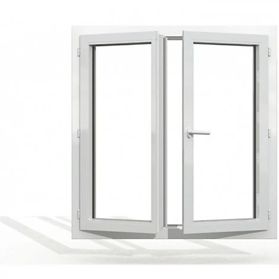 Fenêtre PVC blanc 2 vantaux hors tout H 156 x L 86 cm ouverture française pour pose rénovation-Gefradis Discount