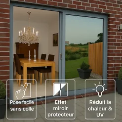 Film adhésif miroir privatif pour fenêtre au mètre - Anti-Regard Anti-UV Anti-Chaleur - 90cmx4m-Ambiance Sticker