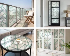 Film décoratif pour vitre 200x100 cm Protège efficacement l'intimité Symétrie Des Plantes 1 rol.-Wallfluent Online