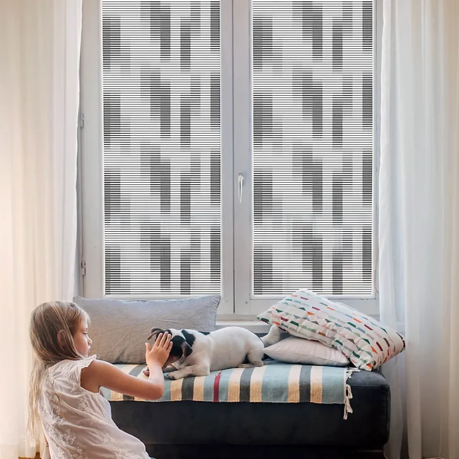 Wallfluent Film décoratif pour vitre 100x146 cm décoratif vitrail Grille Graphique 1 rol.