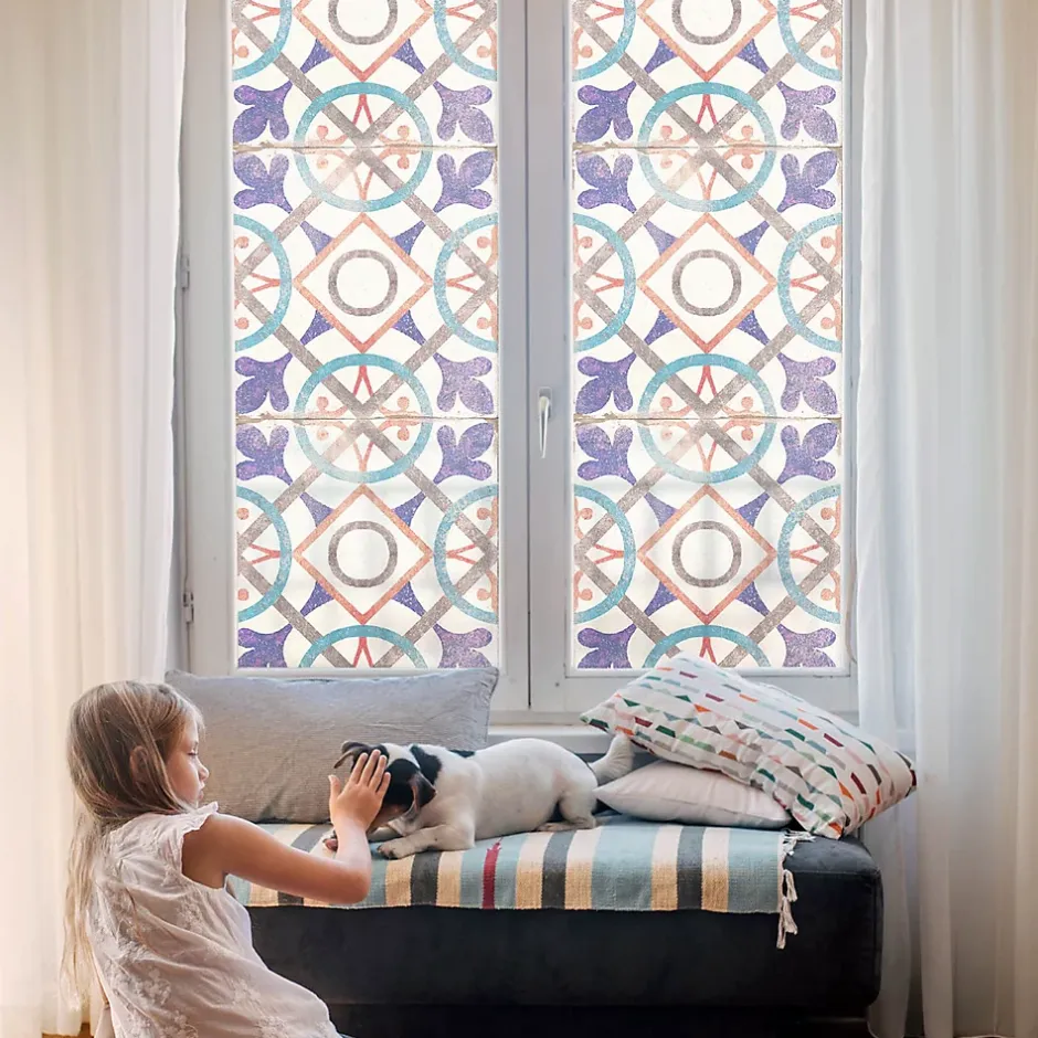 Film décoratif pour vitre 50x100 cm de protection d'intimité Mosaïques Colorées 1 rol.-Wallfluent New