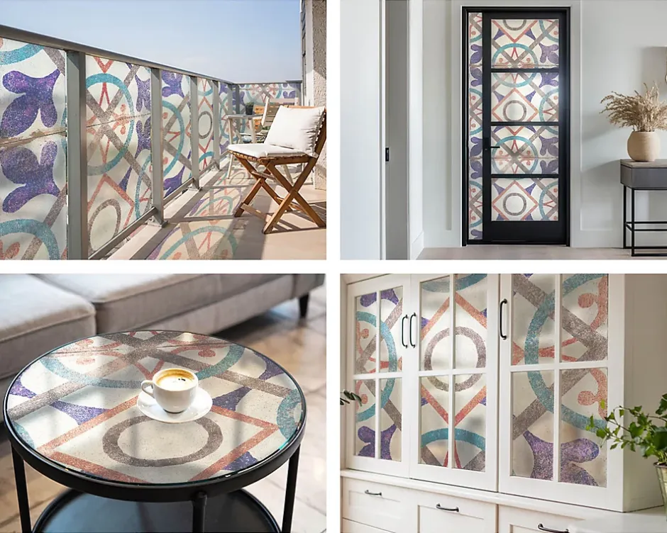 Film décoratif pour vitre 50x100 cm de protection d'intimité Mosaïques Colorées 1 rol.-Wallfluent New