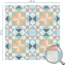 Wallfluent Film décoratif pour vitre 100x100 cm d'Intimité pour Fenêtre Rayures Géométrie Colorée 1 rol.