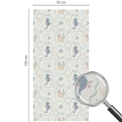 Wallfluent Film Ddépoli Autoadhésif 50x100 cm Protège efficacement l'intimité Hippocampes 1 rol.