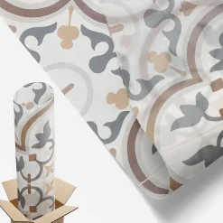 Wallfluent Film Ddépoli Autoadhésif 200x116 cm d'Intimité pour Fenêtre Rayures Ornements Carrelés 1 rol.