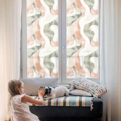 Film Ddépoli Autoadhésif 200x146 cm d'Intimité pour Fenêtre Rayures Vagues Colorées 1 rol.-Wallfluent Discount
